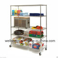 Movable Heavy Duty Chrome Supermarket Steel Display Wire Shelving with Wheels, NSF Approval